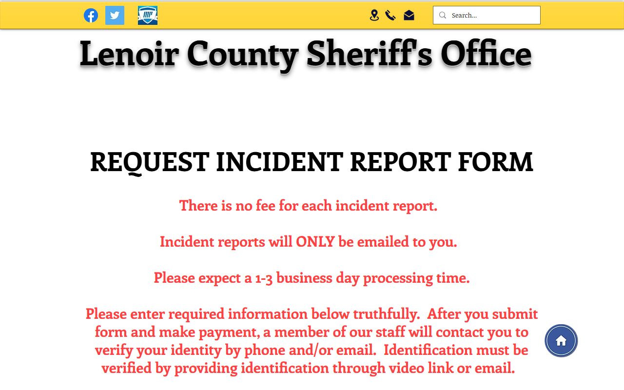 Lenoir County arrest records sheriff incident report request