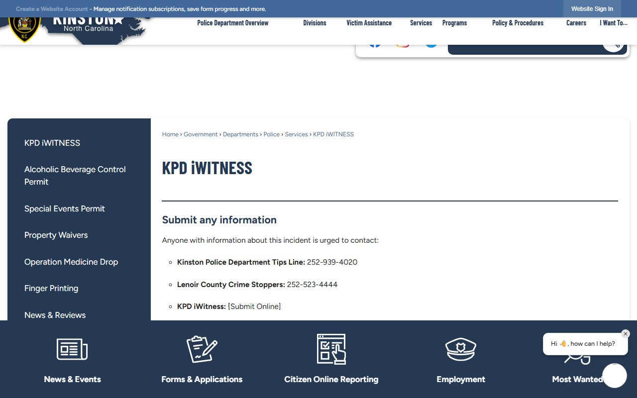 Lenoir County arrest records Kinston Police iWitness