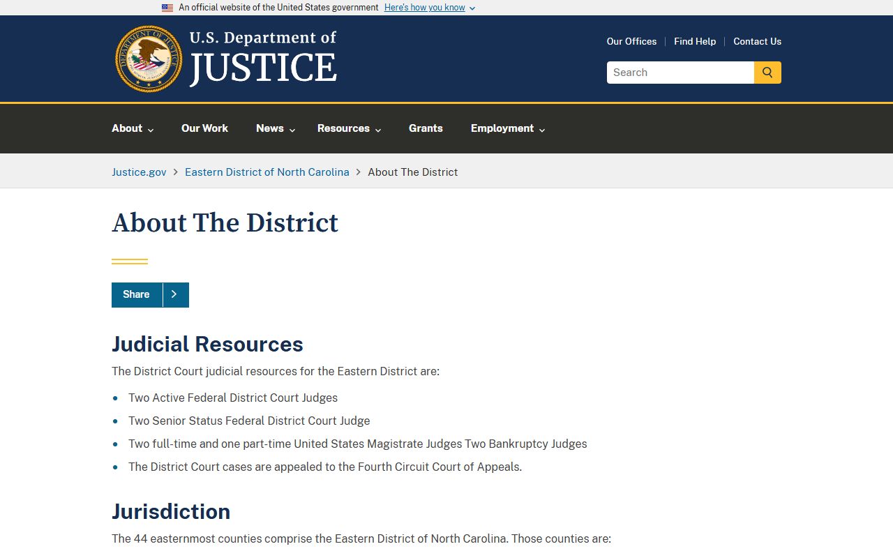 Lenoir County court dockets U.S. Attorney EDNC district overview