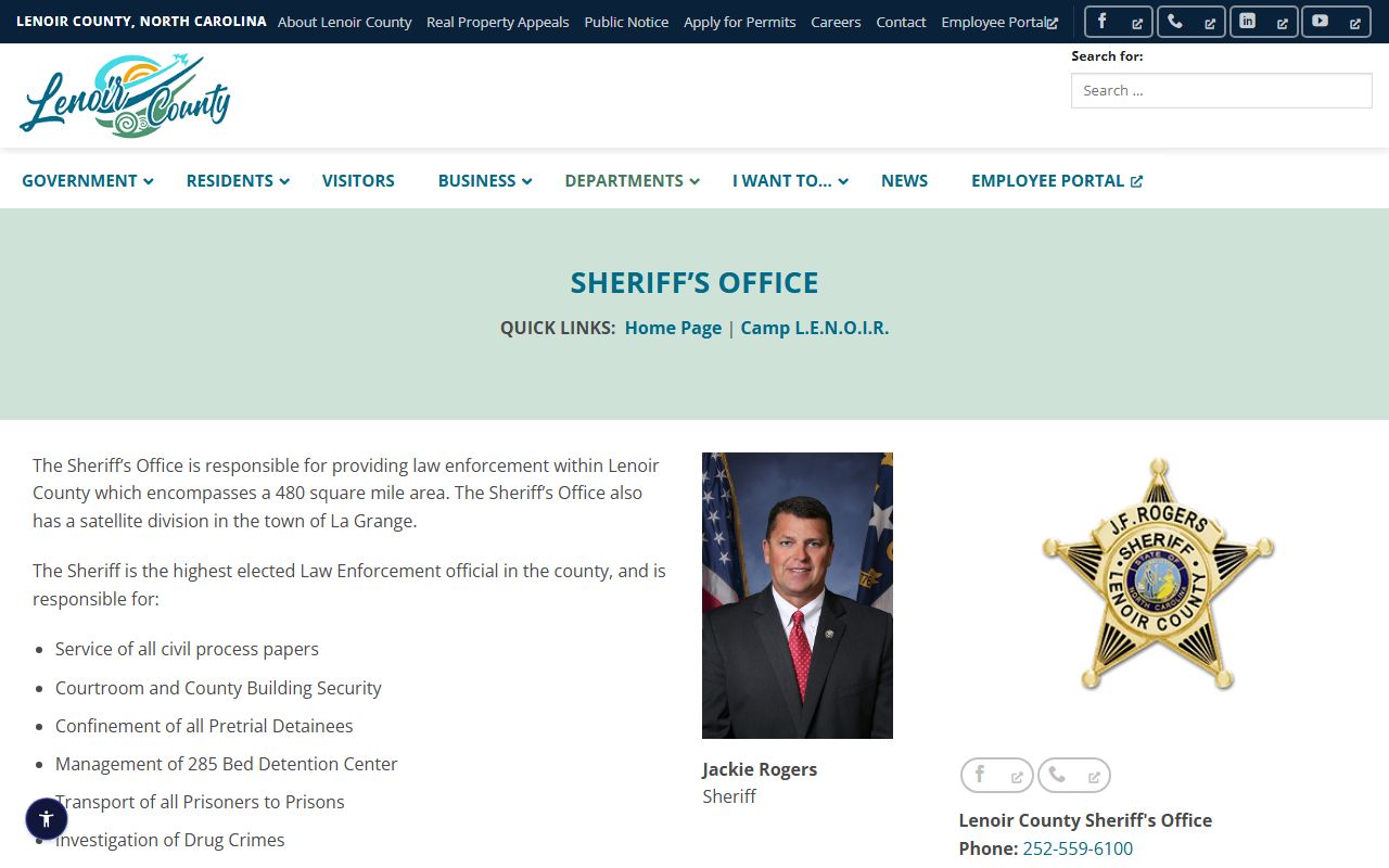 Lenoir County criminal court records sheriff county page