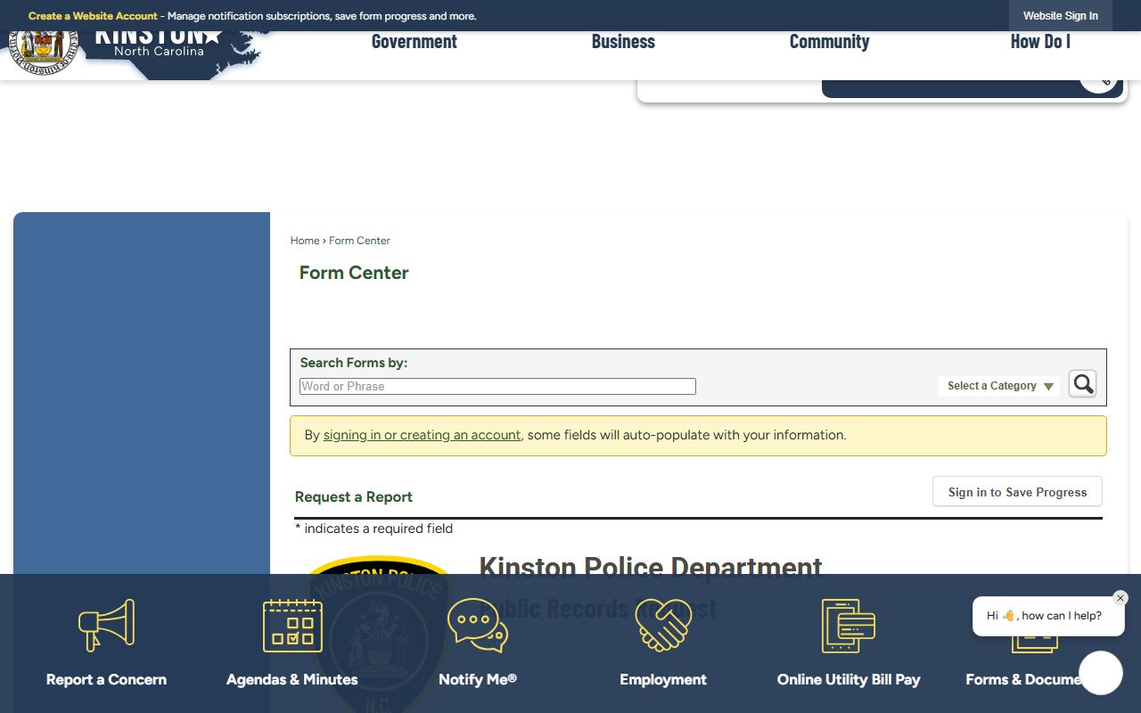 Lenoir County criminal court records Kinston Police report request form