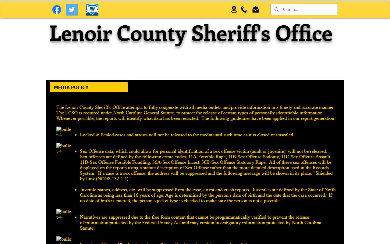 Lenoir County criminal court records sheriff media policy