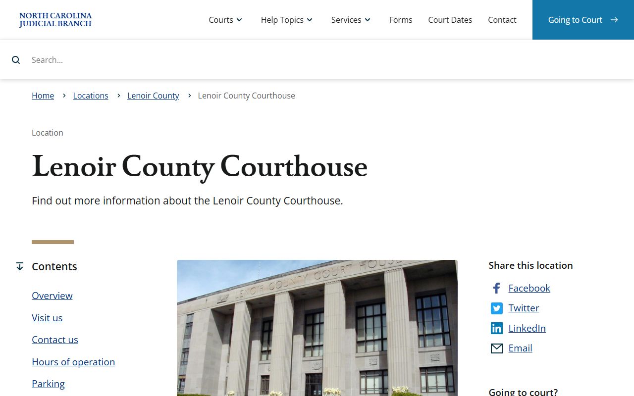 Lenoir County court records courthouse page