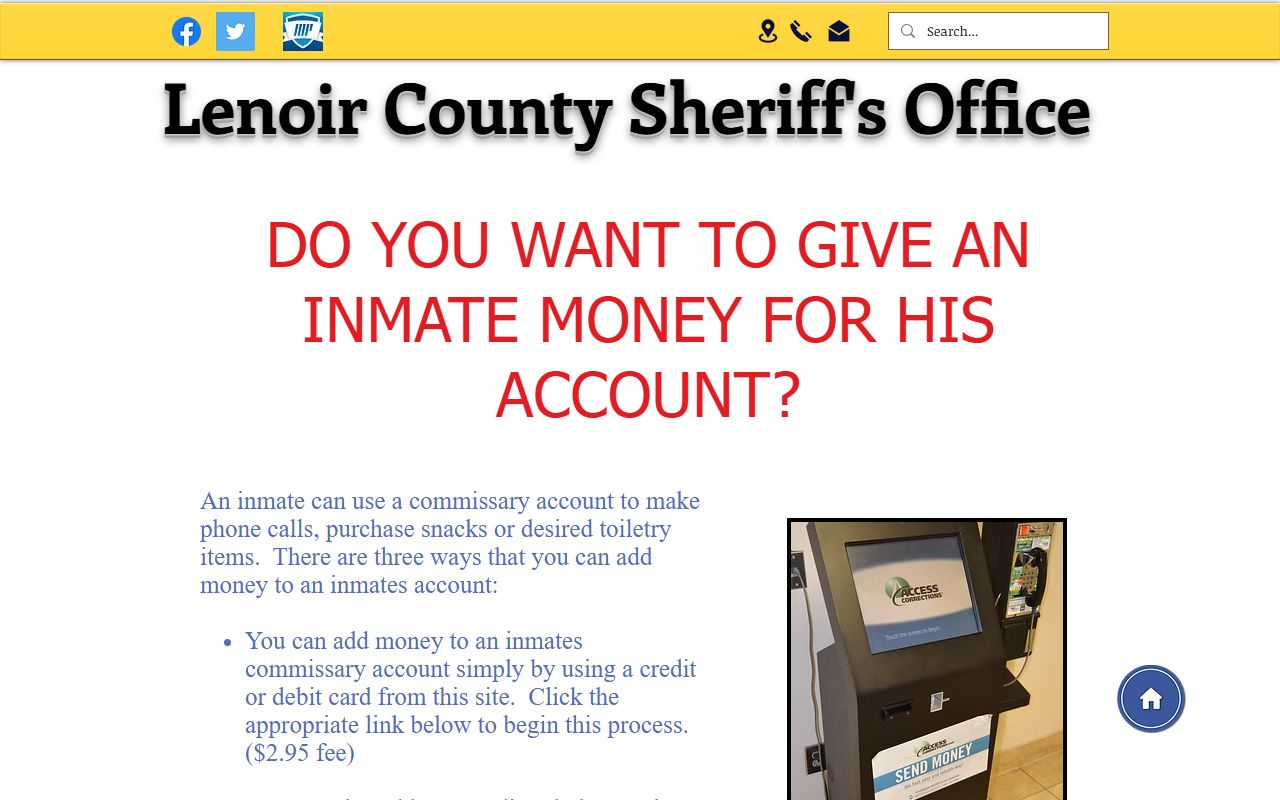 Lenoir County inmate records commissary and account deposits