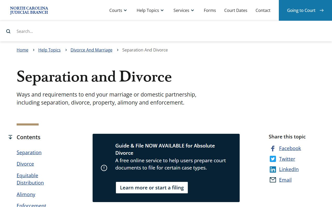 Lenoir County divorce records North Carolina separation and divorce guide