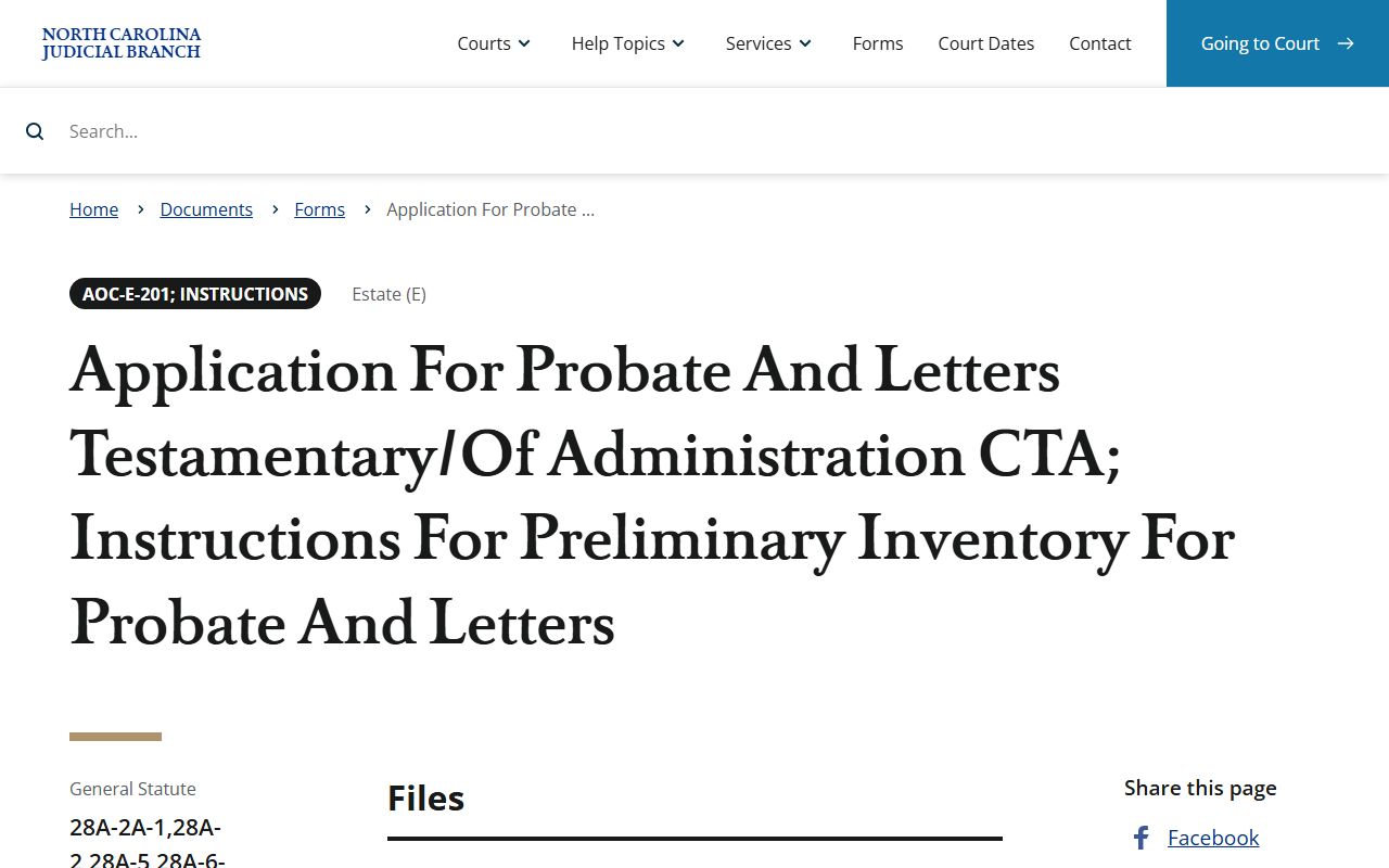 Lenoir County probate records application for probate and letters form