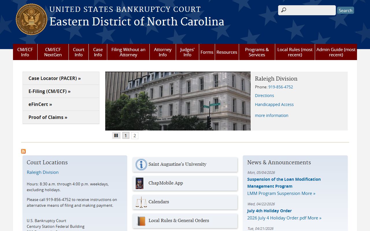Lenoir County probate records Eastern District of North Carolina bankruptcy court