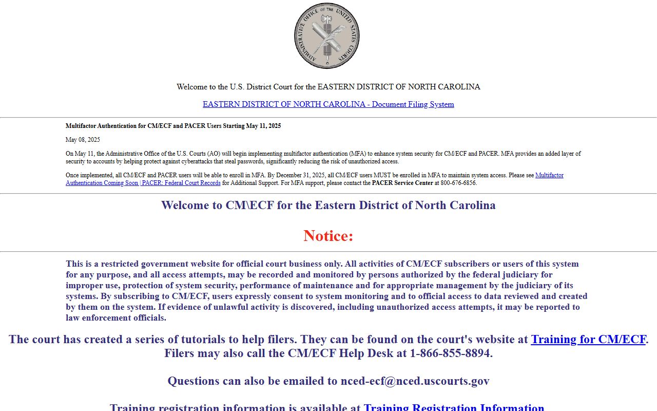 Lenoir County probate records EDNC CM ECF federal filing
