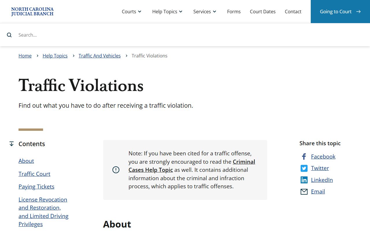 Lenoir County traffic court records NC traffic violations guide